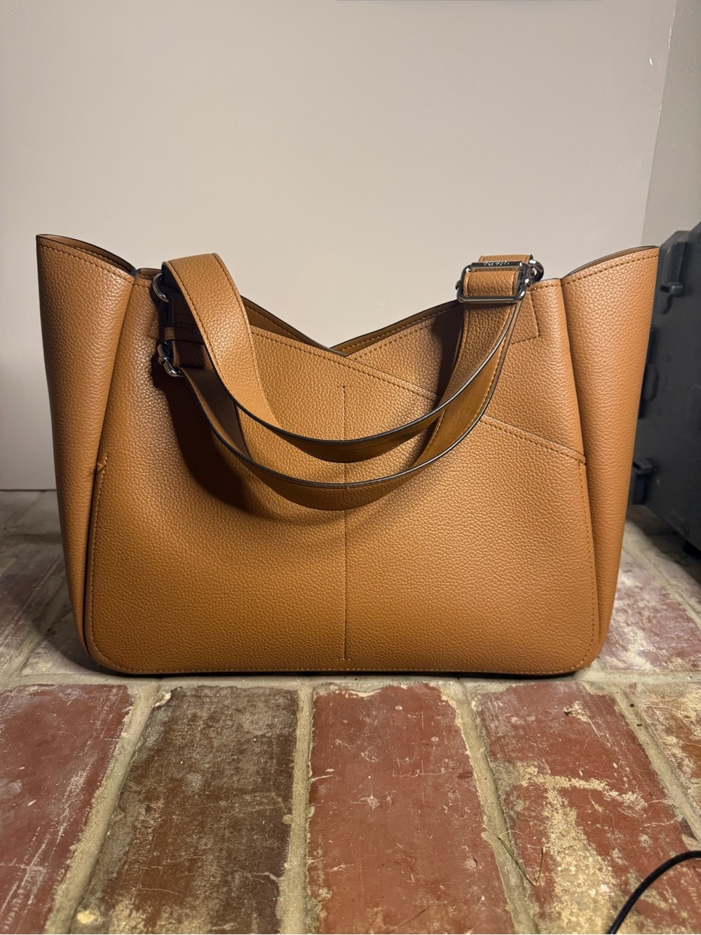 Calvin Klein Camel Pebbled Leather Open Tote – Large - Picture 3 of 9
